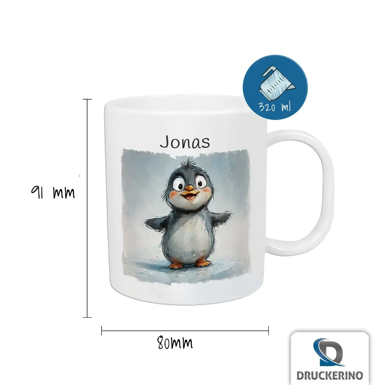 Personalisierte Tasse Kinder | Pinguin-Abenteuer | personalisierbare Kindergeschenke | Kindertasse frei von BPA | 320ml  Geschenkidee Weihnachten