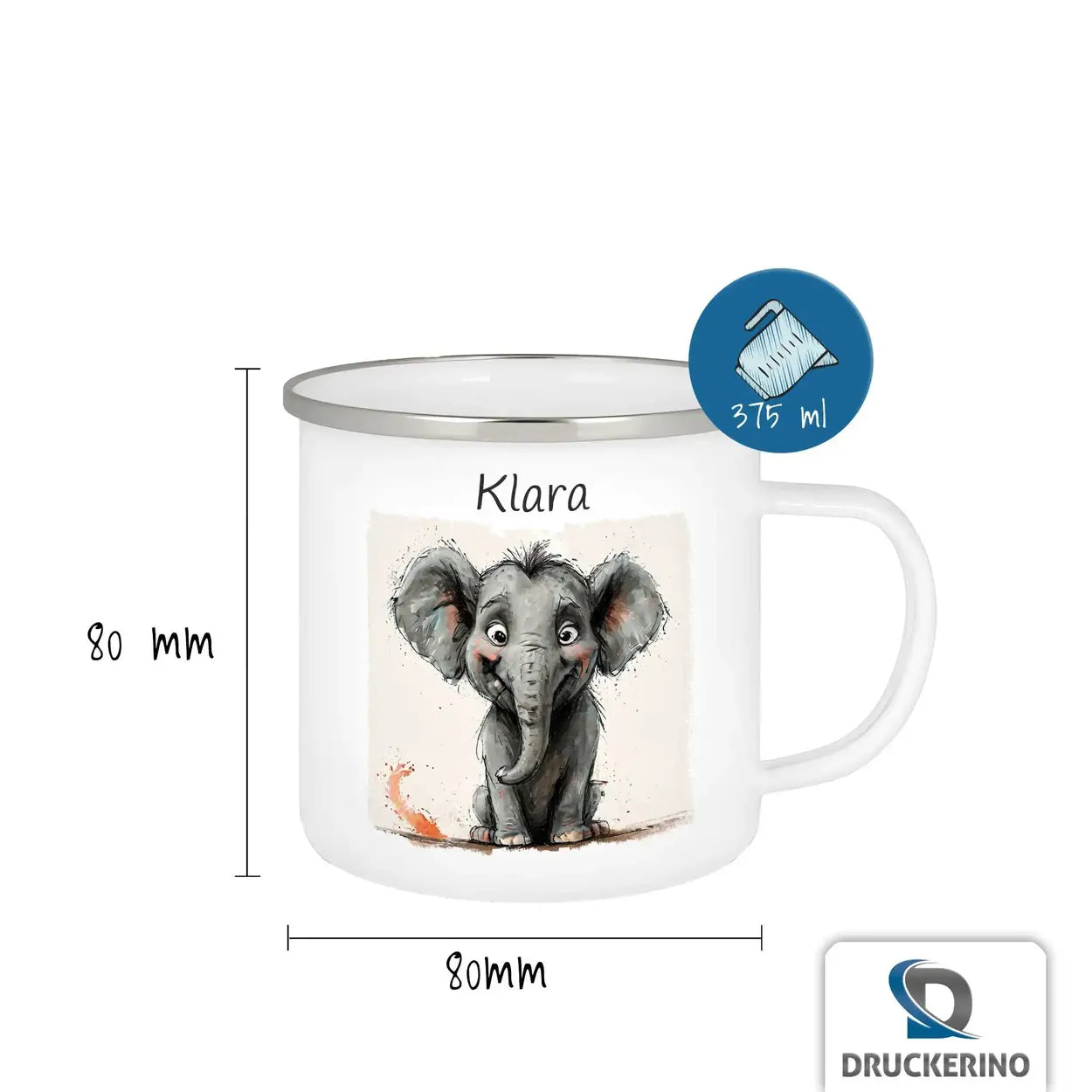 Zauber-Elefant Emaille Tasse für Kinder personalisiert Emailletasse Druckerino   
