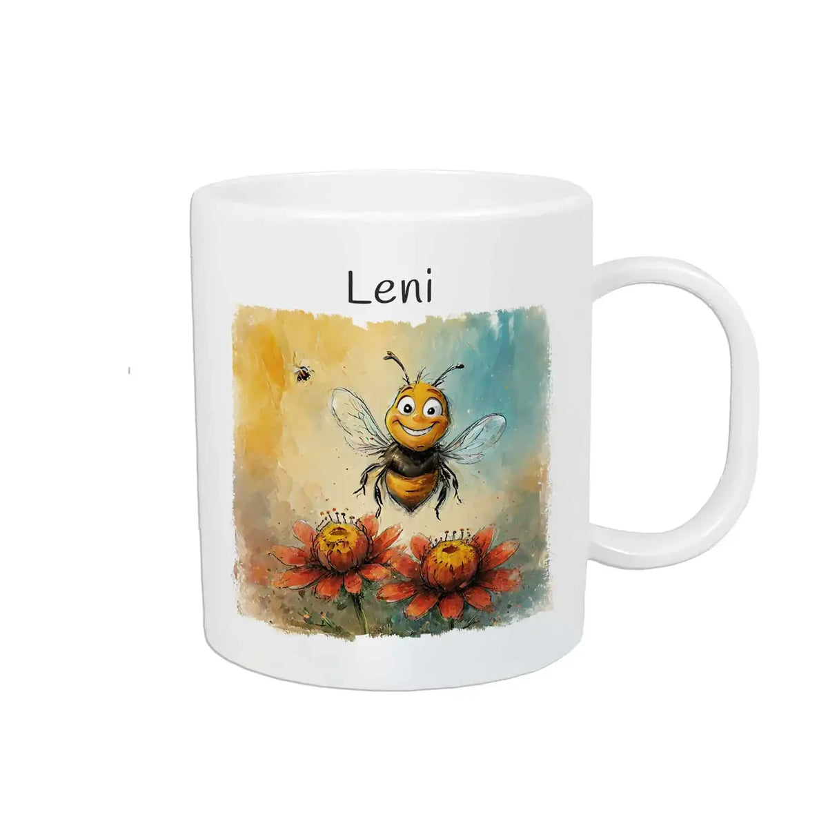 Kindertasse personalisiert | Summendes Glück | Kindergeburtstag kleine Geschenke | Geschenk Kindergarten | 320ml Kunststofftassen Druckerino   