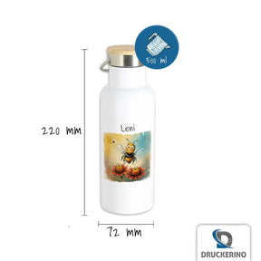 Abenteuerbiene - Thermo Trinkflasche für Kinder personalisiert Thermoflasche Druckerino   