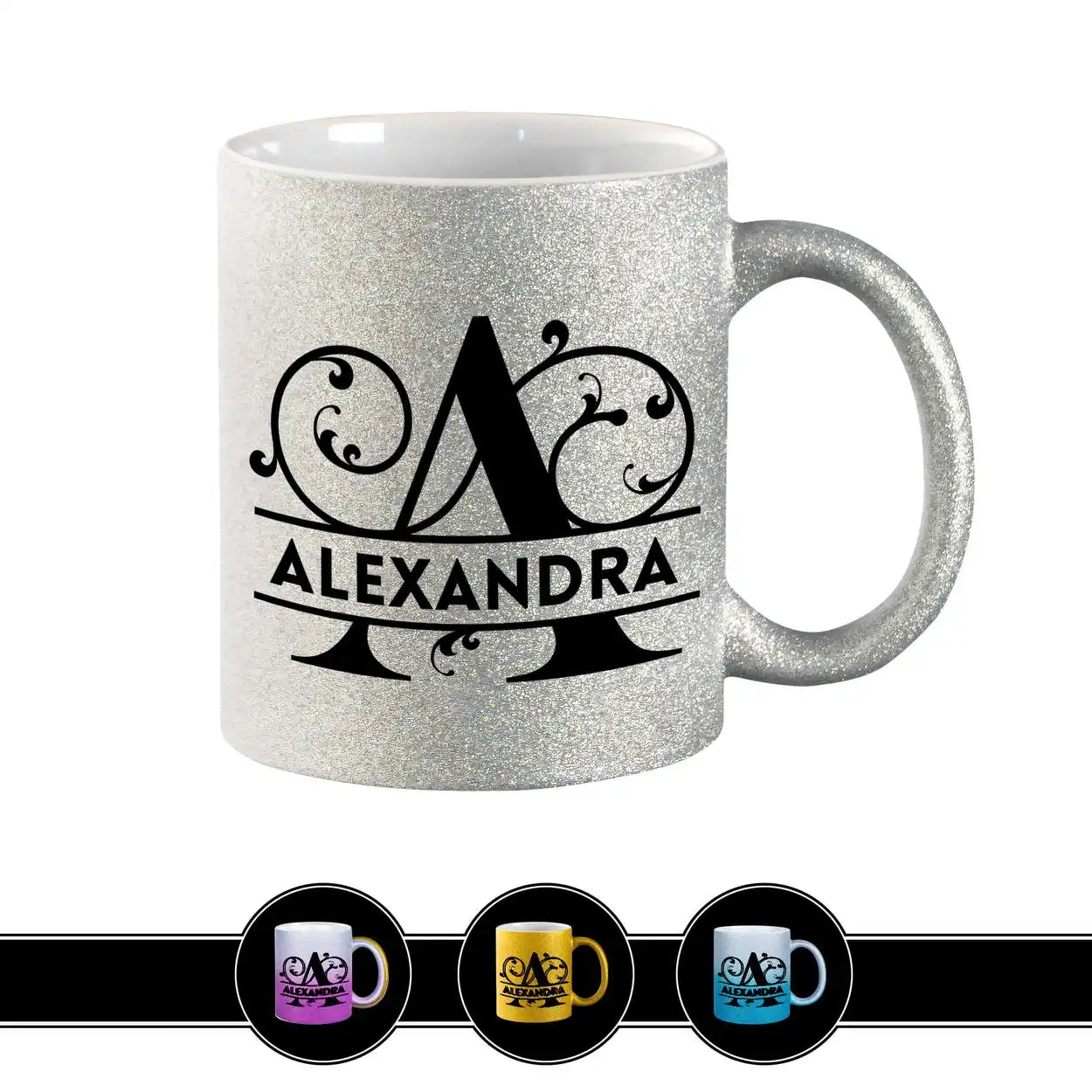 Personalisierte Tasse mit Namen | Buchstabe A Silber Geschenkideen