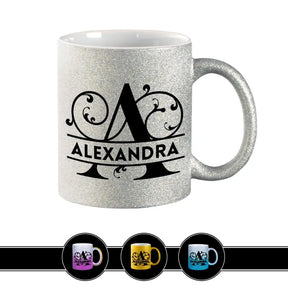 Personalisierte Tasse mit Namen | Buchstabe A Silber Geschenkideen