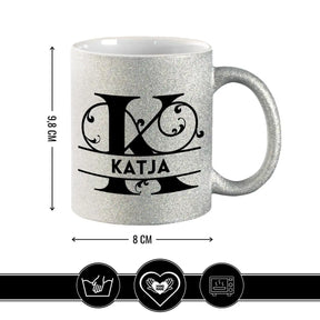 Personalisierte Tasse mit Namen | Buchstabe K Geschenkideen