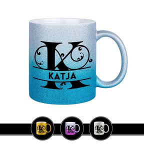 Personalisierte Tasse mit Namen | Buchstabe K Blau Geschenkideen