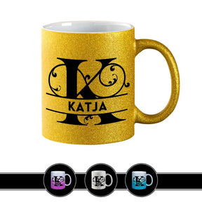 Personalisierte Tasse mit Namen | Buchstabe K Gold Geschenkideen