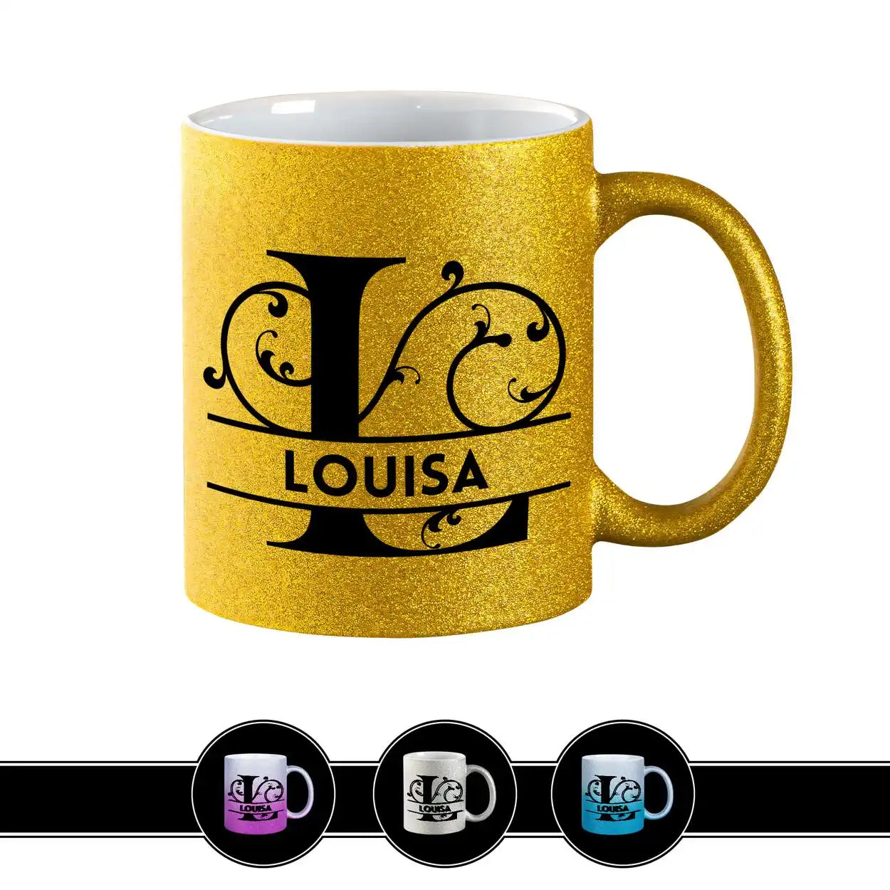 Personalisierte Tasse mit Namen | Buchstabe L Gold Geschenkideen