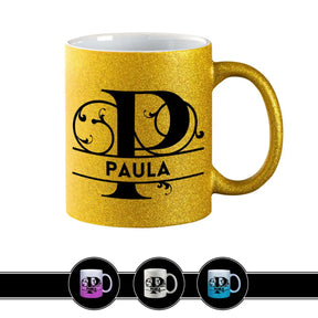 Personalisierte Tasse mit Namen | Buchstabe P Gold Geschenkideen