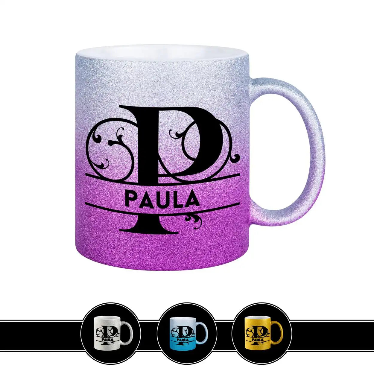 Personalisierte Tasse mit Namen | Buchstabe P Lila Geschenkideen