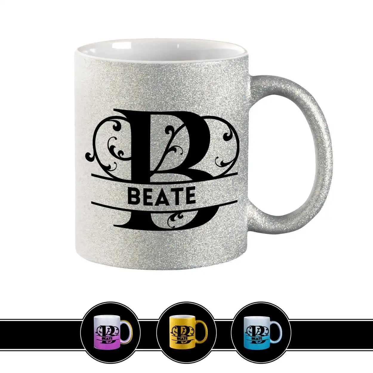 Personalisierte Tasse mit Namen | Buchstabe B Silber Geschenkideen