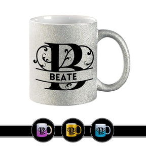 Personalisierte Tasse mit Namen | Buchstabe B Silber Geschenkideen