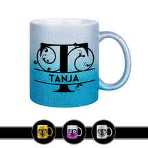 Personalisierte Tasse mit Namen | Buchstabe T Blau Geschenkideen