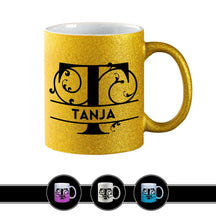 Personalisierte Tasse mit Namen | Buchstabe T Gold Geschenkideen