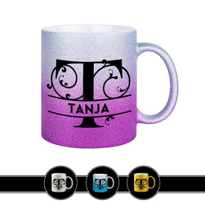 Personalisierte Tasse mit Namen | Buchstabe T Lila Geschenkideen