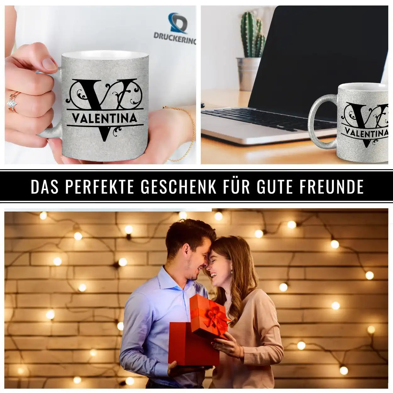 Personalisierte Tasse mit Namen | Buchstabe V Geschenkideen