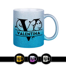 Personalisierte Tasse mit Namen | Buchstabe V Blau Geschenkideen