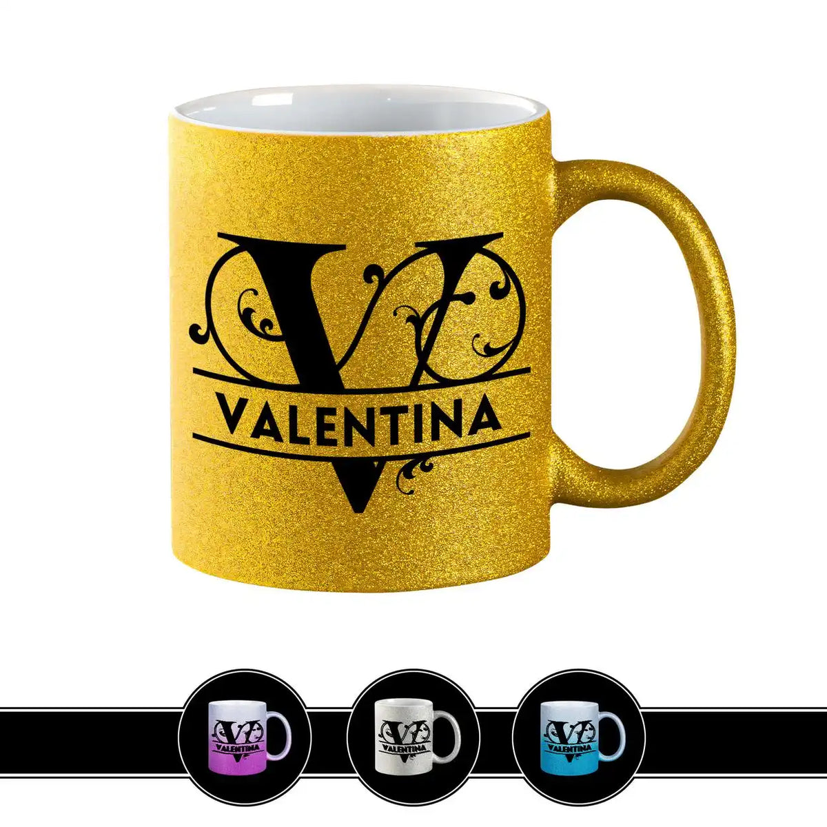 Personalisierte Tasse mit Namen | Buchstabe V Gold Geschenkideen