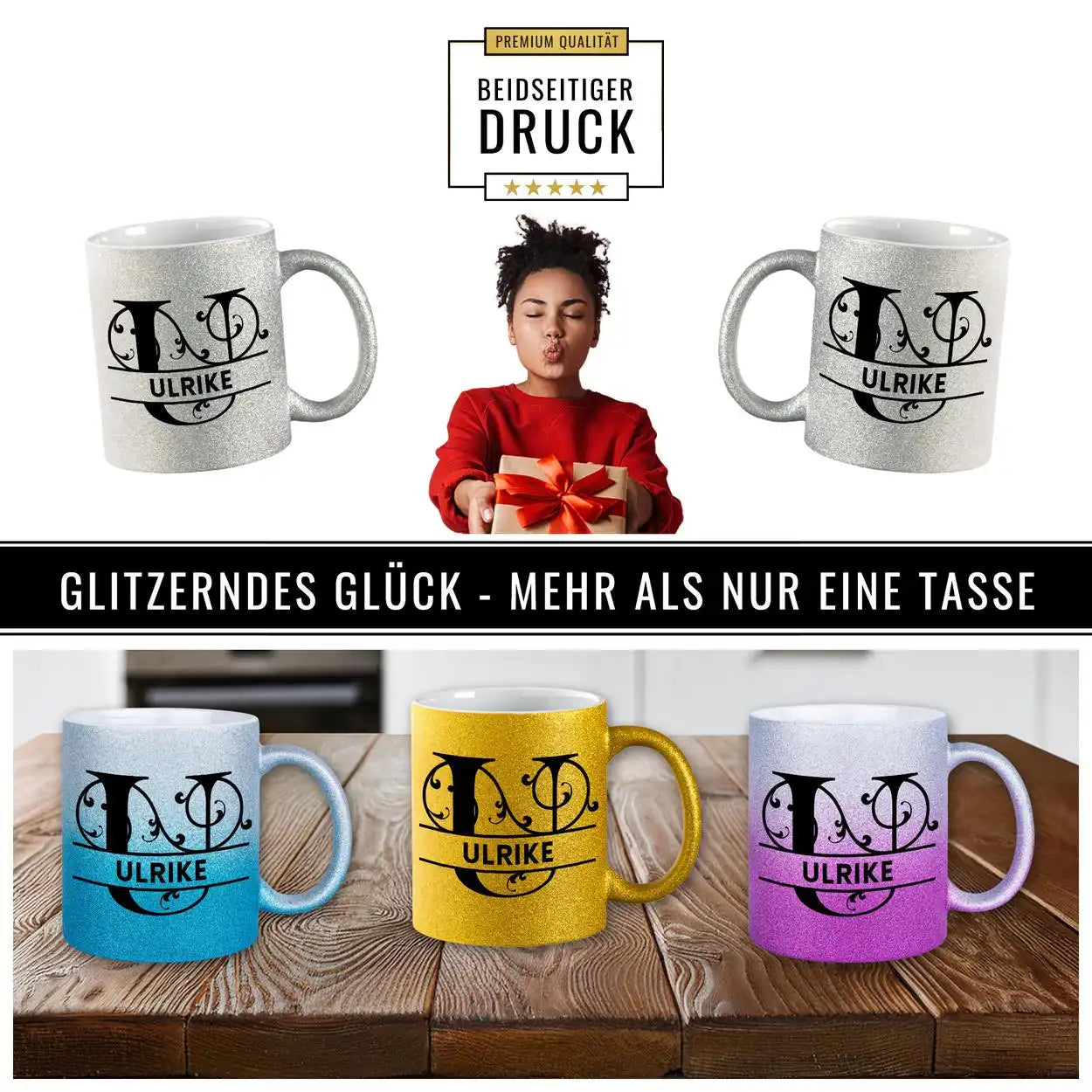 Personalisierte Tasse mit Namen | Buchstabe U Geschenkideen