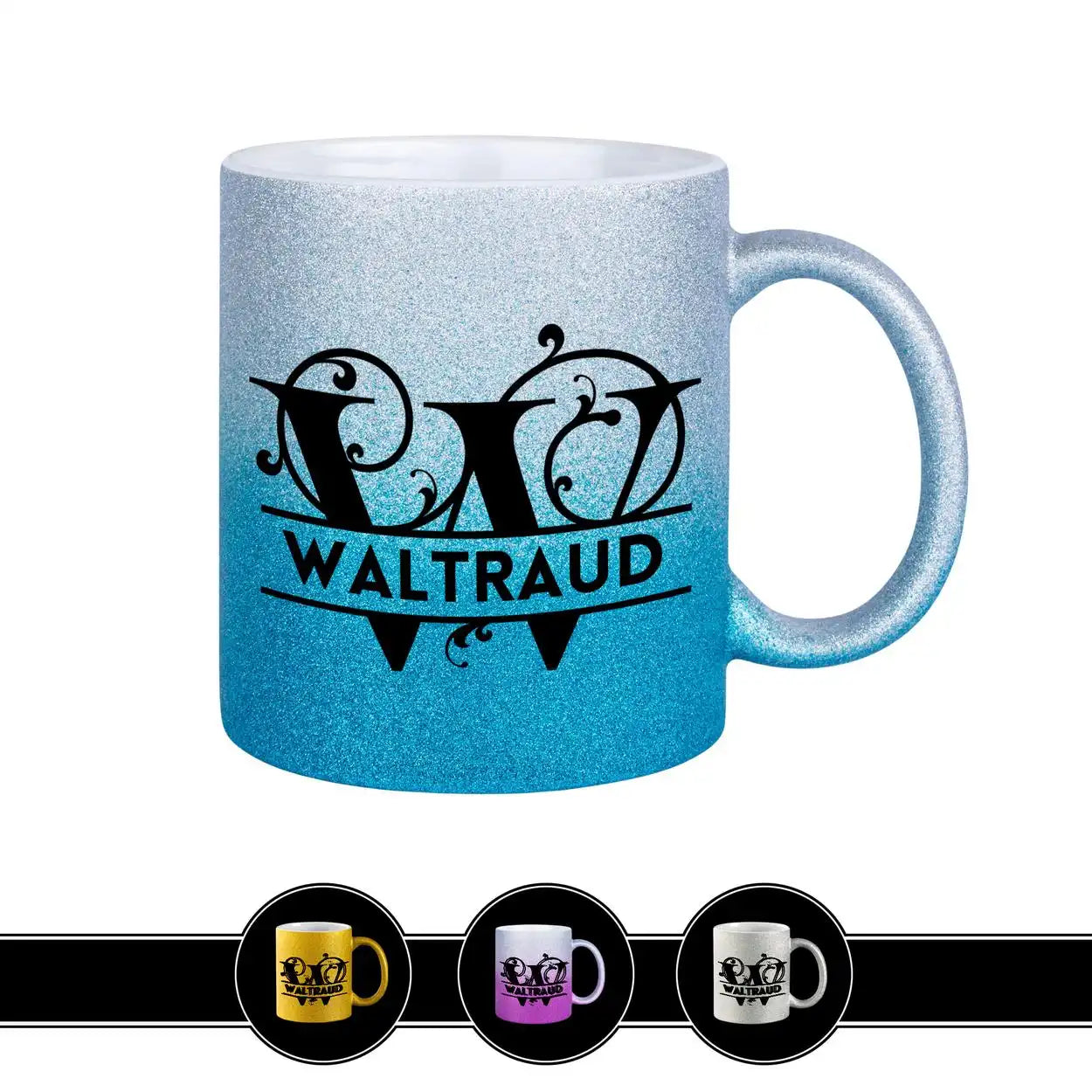 Personalisierte Tasse mit Namen | Buchstabe W Blau Geschenkideen