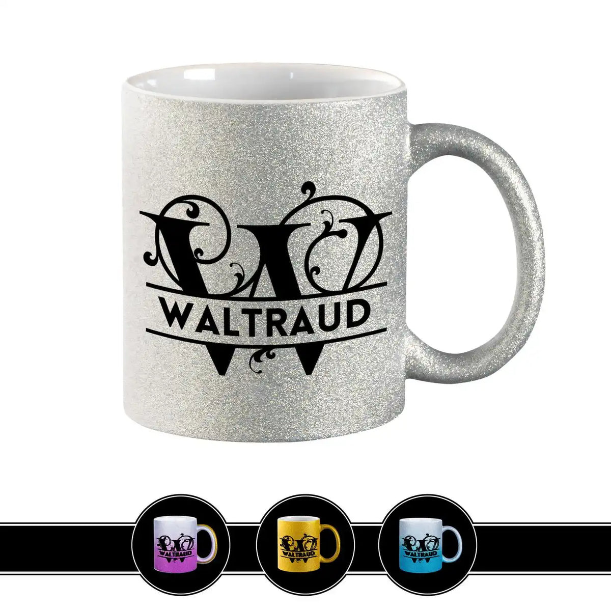 Personalisierte Tasse mit Namen | Buchstabe W Silber Geschenkideen