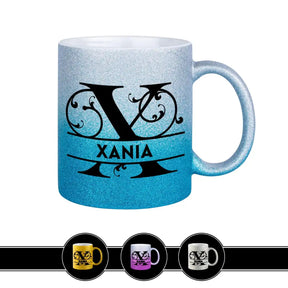 Personalisierte Tasse mit Namen | Buchstabe X Blau Geschenkideen