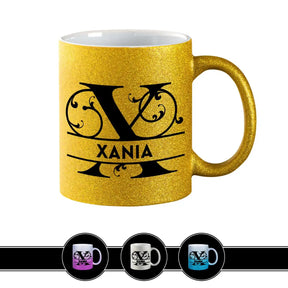 Personalisierte Tasse mit Namen | Buchstabe X Gold Geschenkideen