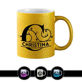 Personalisierte Tasse mit Namen | Buchstabe C Gold Geschenkideen