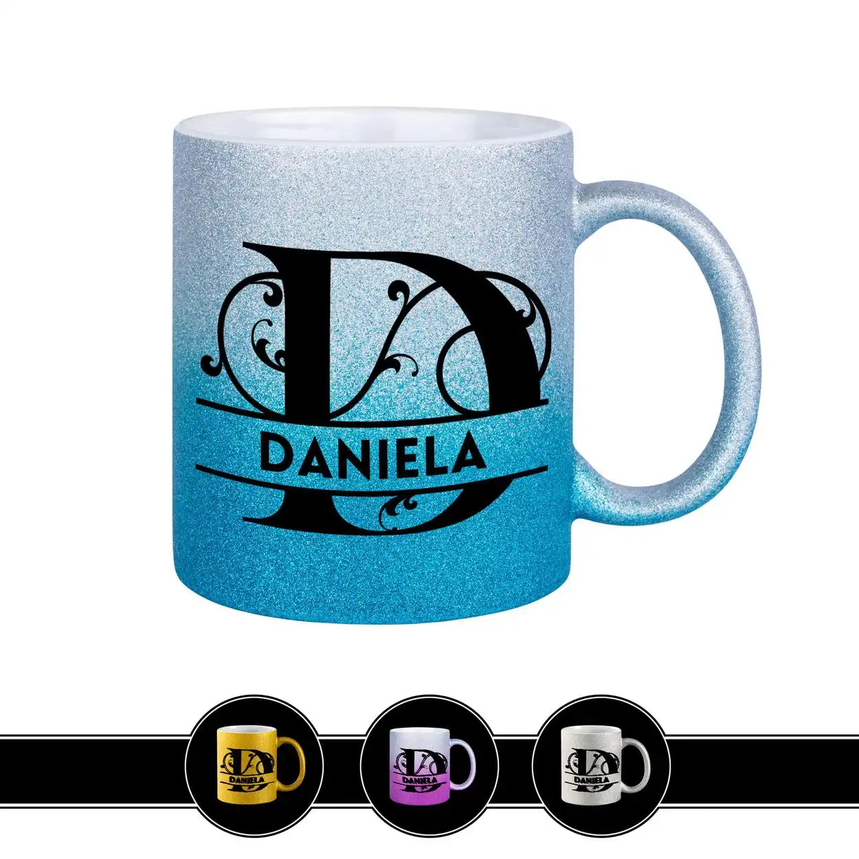 Personalisierte Tasse mit Namen | Buchstabe D Blau Geschenkideen