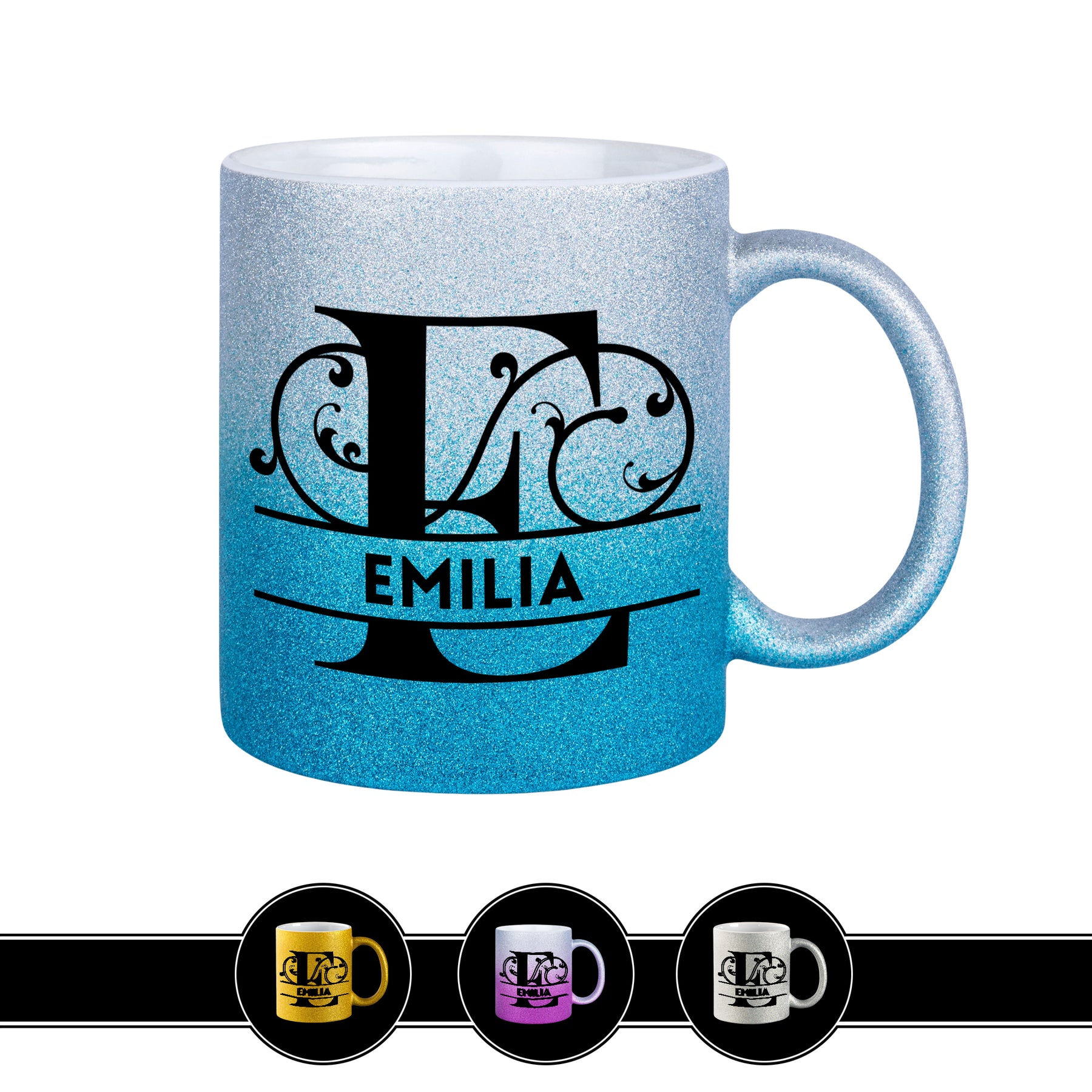 Personalisierte Tasse mit Namen | Buchstabe E Blau Geschenkideen