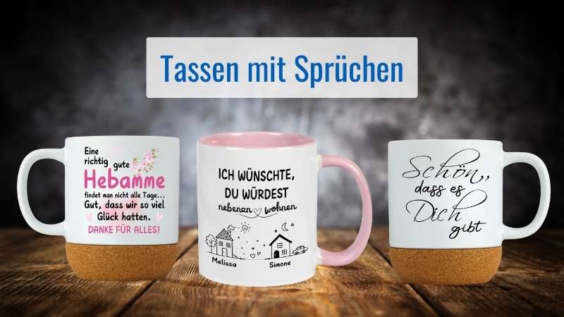 Tassen mit Sprüchen