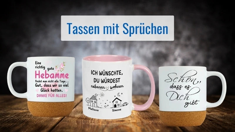 Tassen mit Sprüchen