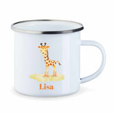 Emaille Tasse mit Namen und Tier  Druckerino Giraffe  