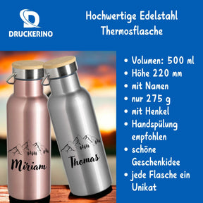 Trinkflasche mit Namen personalisiert, Wandern, Berge