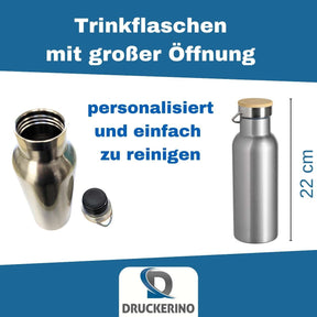 Eishockey Kinder Trinkflasche personalisiert, Edelstahl Trinkflasche mit Namen Flasche mit Wunschnamen 