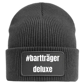 Bartträger Deluxe Wollmütze Beanie in Grau Geschenkidee Weihnachten