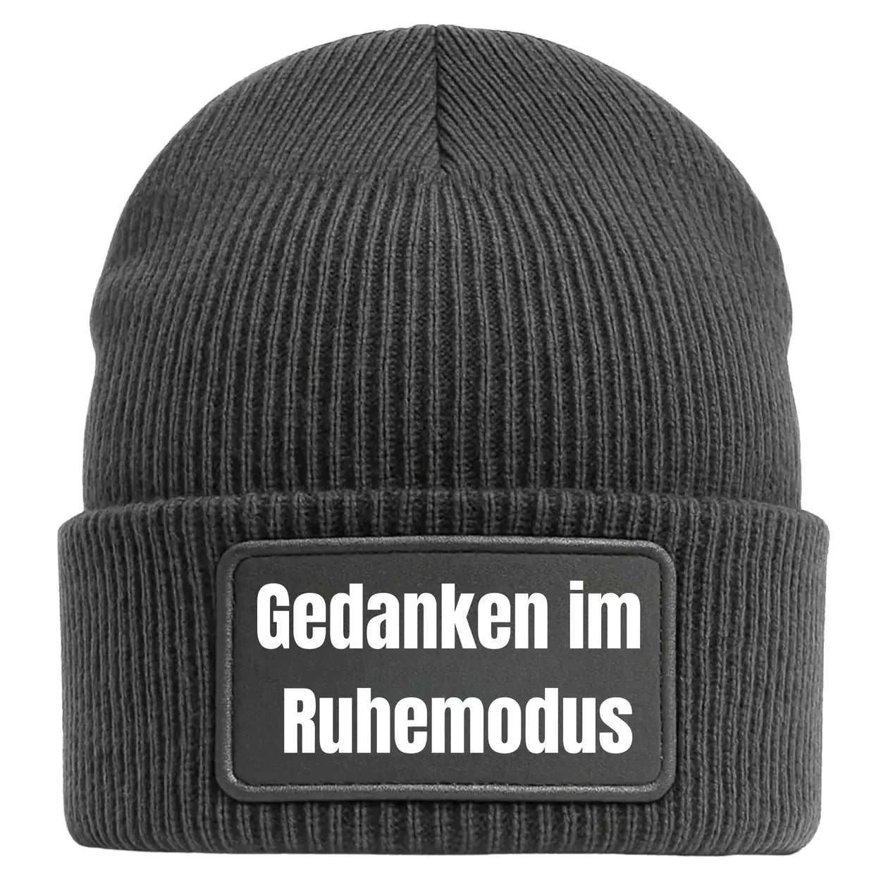Beanie Mütze Geschenkidee Wichtelgeschenk Gedanken im Ruhemodus Wollmütze grau