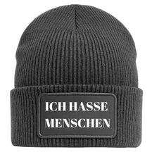 Ich hasse Menschen Mütze in grau Beanie Geschenkidee Wichtelgeschenk