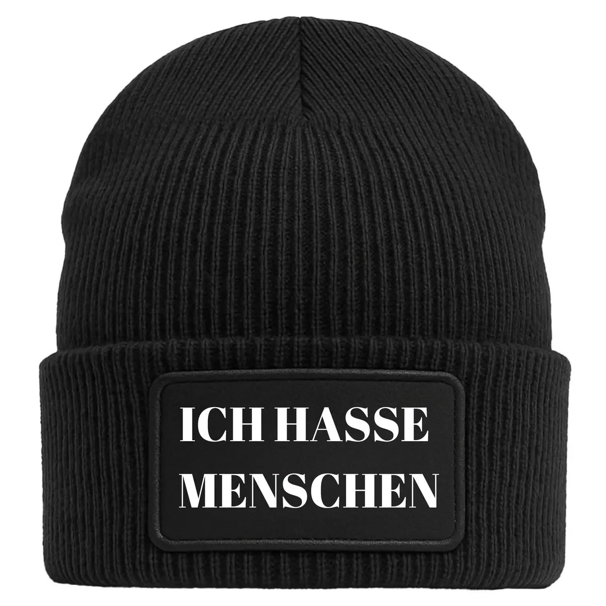 Ich hasse Menschen Mütze in Schwarz Beanie Geschenkidee Wichtelgeschenk