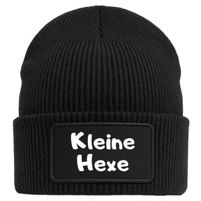 Beanie Mütze Kleine Hexe Geschenkidee Wichtelgeschenk in schwarz