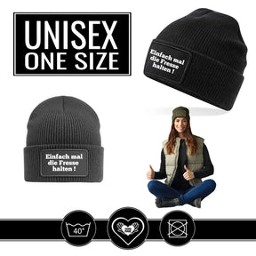 Beanie Mütze Einfach mal die fresse Halten Geschenkidee Wichtelgeschenk