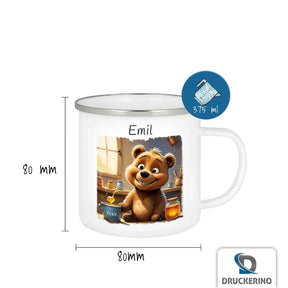 Emaille Tasse Abenteuer Bär - Druckerino