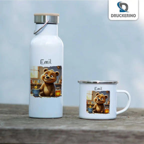 Emaille Tasse Abenteuer Bär - Druckerino