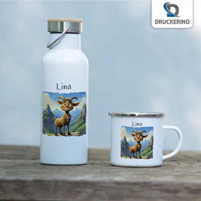 Emaille Tasse Abenteuer Ziege - Druckerino
