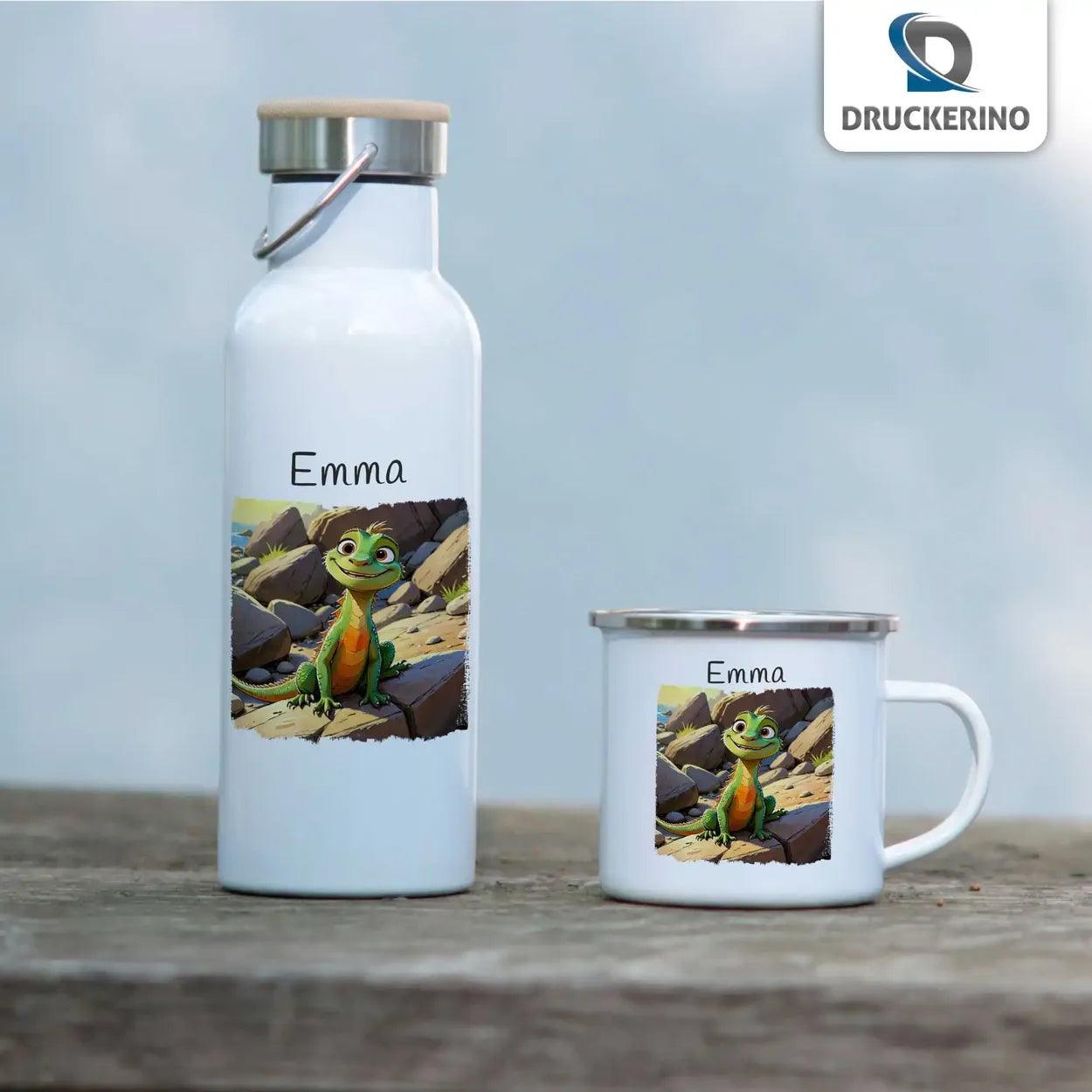 Emaille Tasse Abenteuerfreund Echsen - Druckerino