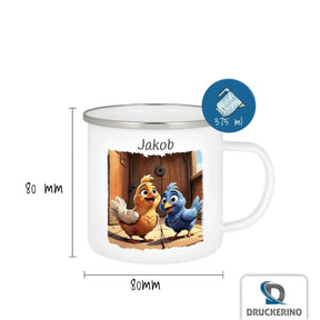 Emaille Tasse Abenteuerlustige Luftakrobaten - Druckerino