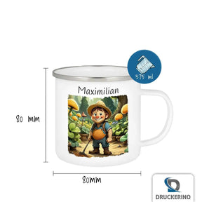 Emaille Tasse Abenteuerlustige Waldentdecker - Druckerino