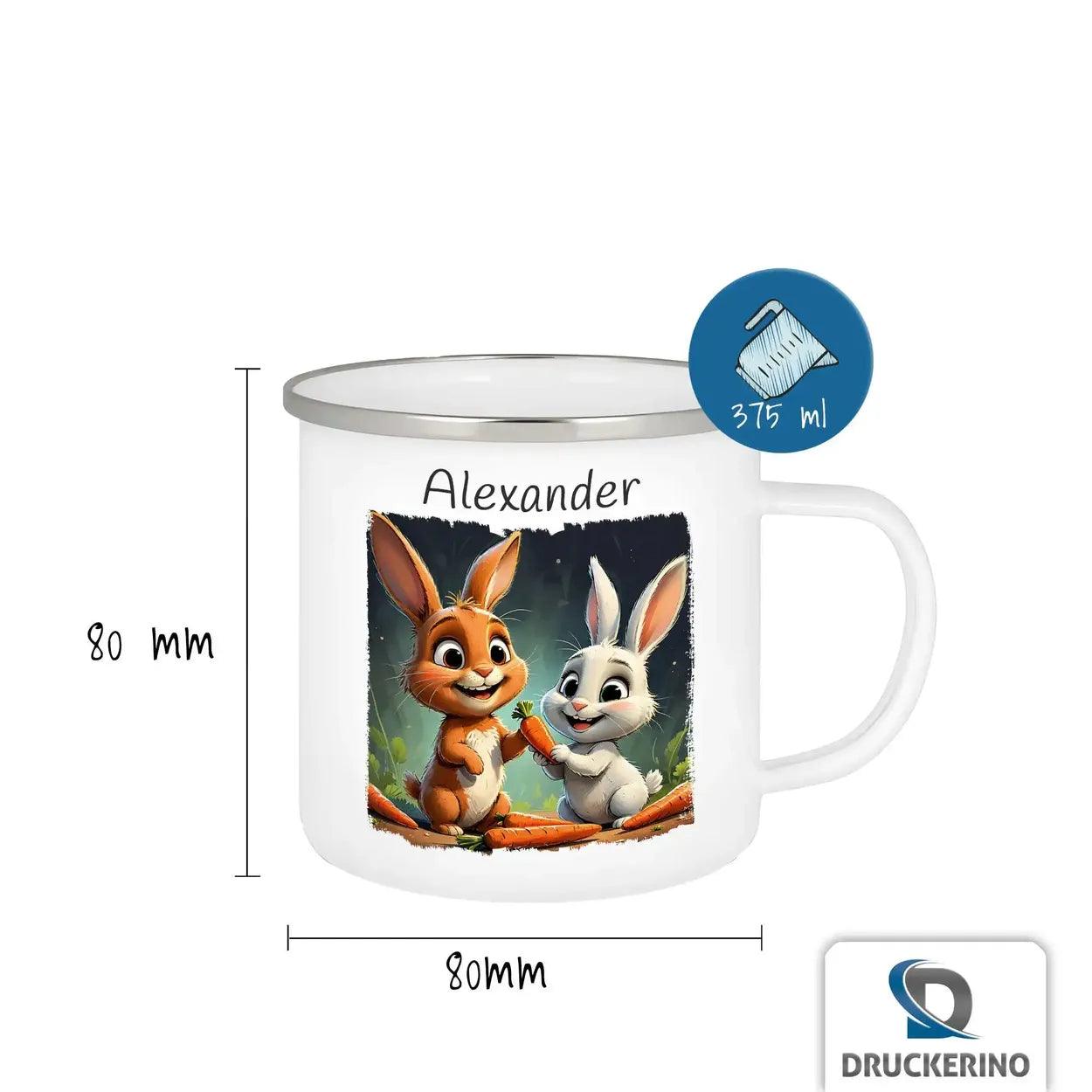 Emaille Tasse Abenteuerlustige Waldhüpfer - Druckerino