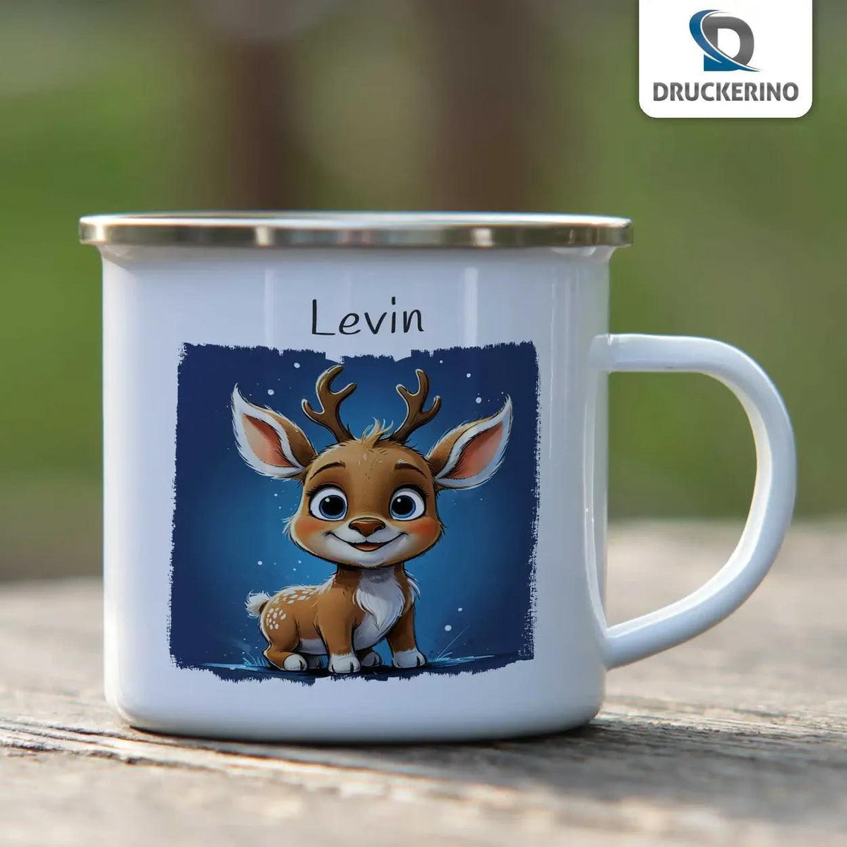 Emaille Tasse Abenteuerreise der kleinen Tiere - Druckerino