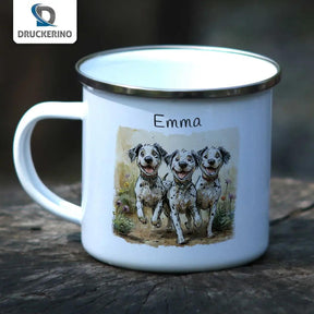 Emaille Tasse Dalmatiner-Abenteuer - Druckerino