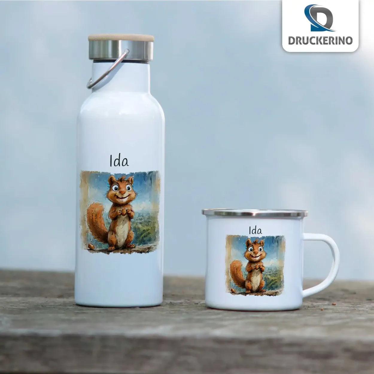 Emaille Tasse Eichhörnchens Freude - Druckerino