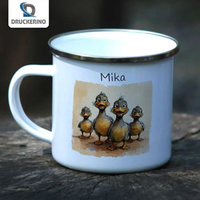 Emaille Tasse Entenfamilie - Druckerino